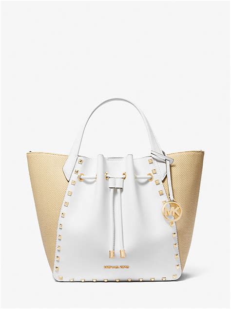 michael kors phoebe large faux leather bucket bag|phoebe large logo bucket bag.